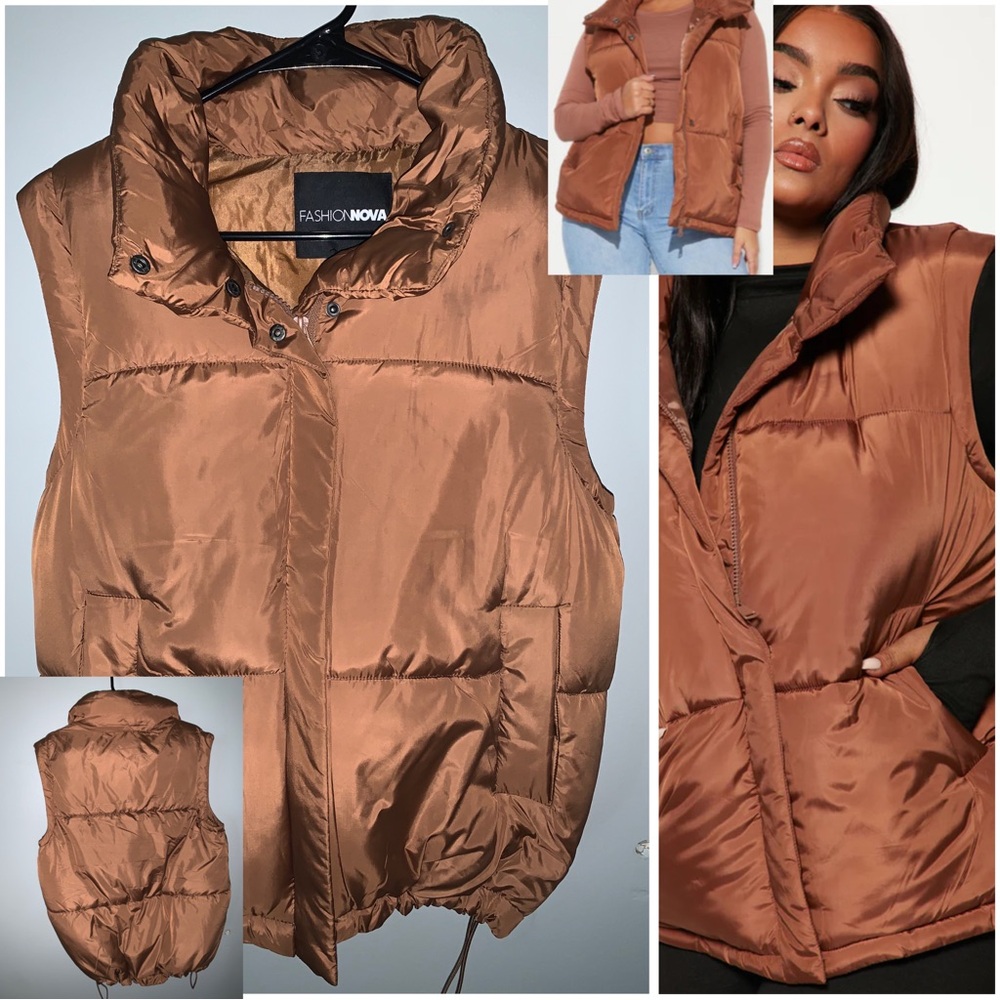 🤎Fashion Nova Women's Brown Puffer Vest